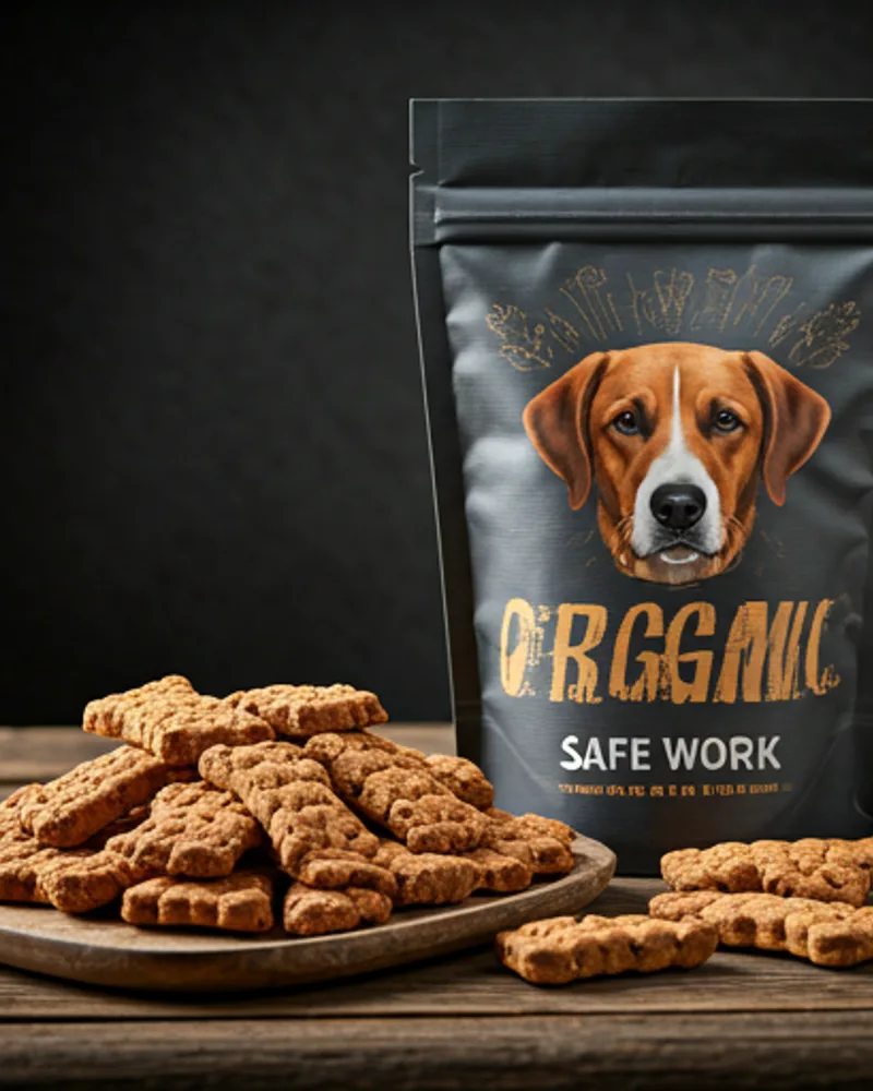 Artisan grain-free dog treats on a rustic cloth