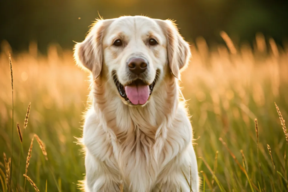 Golden Retriever in a sunny field